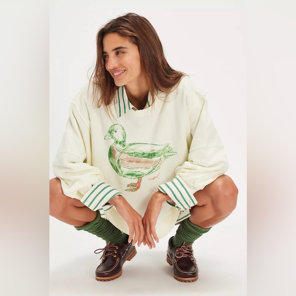 We the Free Graphic Camden Pullover in Mallard Combo. Size S. NEW WITH TAG